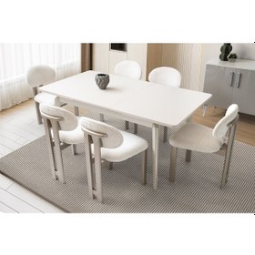 Resim Hazal Yemek Masası 6 Sandalyesi Gri 