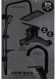 Resim Lavabo Banyo Duş Bataryası Robot Duş Mat Siyah Lavabo Batarya Siyah 