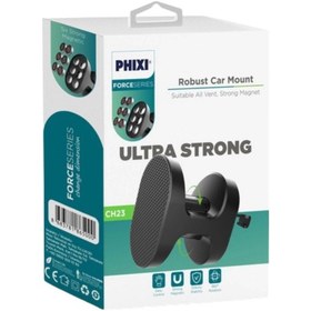 Resim Basic Ch23 6x Güçlendirilmiş Mıknatıslı Araç Içi Telefon Tutucu - Oval Ve Kare Metal Plakalı - Siyah 