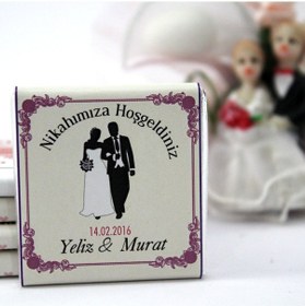 Resim Dark Brown Nikah Çikolatası Kişiselleştirilebilir El Yapımı Madlen Çikolata NKK2 72 Adet 