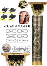 Resim AKF Dragon Metal Kasa Profesyonel Saç Sakal Ense Çizim Tüm Vücut Tüyü Lazer Öncesi Tıraş Makinesi. 