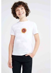 Resim Tshirthane Watercolor Flower Baskılı Unisex Çocuk Beyaz T-Shirt 