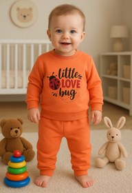 Resim anne dokunuşu gibi KUZUM BEBE 2’li Fitilli Kumaş Somon Ayıcık Desenli Kız Bebek Çocuk Alt Üst Pijama Takımı 