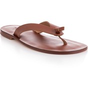 Resim DaphneSandals El Yapımı Hakiki Deri Taba Erkek Bodrum Terliği - 1006 