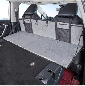 Resim Sones Tesla İçin Araba Kamp Yatağı Katlanır Tahta Suv Arka Sıra Uzatma Kartı, Renk: Gri 