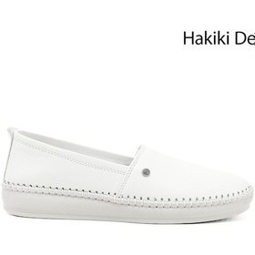 Resim Gönderi R Beyaz Dolgu Taban Hakiki Deri Comfort Ayakkabı Beyaz 