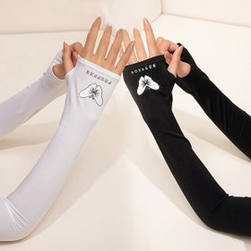 Resim Kadın Modası Güneş Korumalı Kol Kollukları Kelebek Baskılı - 1 Çift, Polyester Esnek Yaz Dış Mekan Kılıfı, Gece Işıltılı Tasarım, Hafta Sonu Rahat - Baskı El İşi 