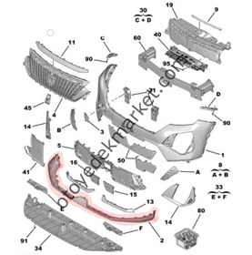 Resim Peugeot 2008 (2023-2024) Ön Tampon Alt Karlık Plastik (Orijinal) 