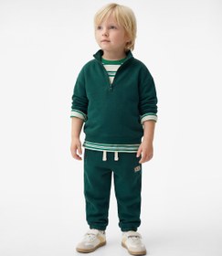 Resim Erkek Bebek Pamuklu Uzun Kollu Yarım Fermuarlı Dik Yaka Sweatshirt 