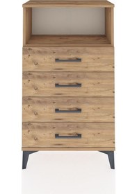 Resim Arges Komodin Tek Raflı 4 Çekmeceli 60x30x106 Çam-çam Çam 