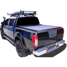 Resim Modifiyecim Nissan Navara Siyah Kısa Kasa 2006-2015 Arası Ombag Sürgülü Bagaj Kapağı Rollbag Bagaj Kepengi 