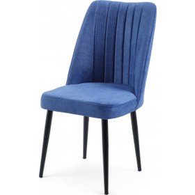 Resim Vento Sandalye - Jerika Saks Mavi - Metal Siyah Ayak 