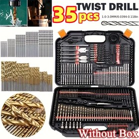 Resim 35 Parça Titanyum Kaplamalı Matkap Ucu Seti - Düz Heliks, Yuvarlak Saplı Burgu Matkaplar, metal, ahşap ve plastik için uygun. DIY projeleri ve ev yenilemeleri için temel güç aletleri aksesuarları 