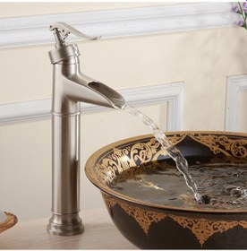 Resim Banyo Çanak Lavabo Bataryası Mat Krom Nikel 