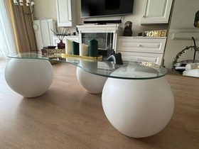 Resim Modern Orta Sehpa & Küre Sehpa & Top Sehpa & 41 Cm Şeffaf Fasulye Cam & Beyaz Top 