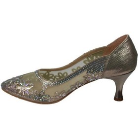 Resim YAZKIŞ Kadın Platin Gümüş Altın 6cm Topuklu Tüllü Taşlı Düğün Nişan Mezuniyet Ayakkabı 