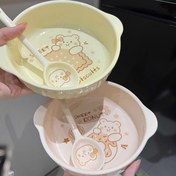 Resim 1/2 set - iki kulplu ve bir kaşıkla sevimli seramik kase, Büyük Kapasiteli Seramik Tabak, Çorba Kasesi, Salata Kasesi, Noodle Kasesi, Fırın ve Mikrodalga Güvenli, Sofra Takımı, Mutfak Malzemeleri, Salatalar, Meyveler, Makarna, Mutfak Malzemeleri, Sofra Aksesuarları 