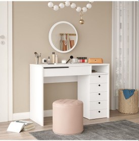 Resim Bohem Makyaj Masası 100cm Aynalı Çekmeceli Şifonyer Beyaz Boh29-w Beyaz 