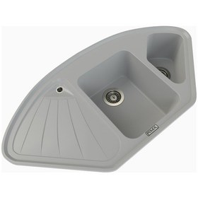 Resim Polex Cristalüx Granit Evye P-CR1 Gri Tezgah Altı Ve Tezgah Üstü Mutfak Evyesi 104.5x57 CM 