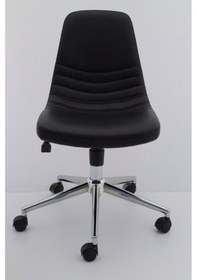 Resim Siyah Deri Rahat Ofis Çalışma Sandalyesi 