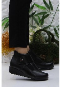 Resim Fort 3254 03 Siyah Çırtlı Kaymaz Taban Rahat Günlük Kadın Bot Siyah 