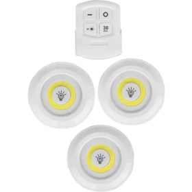 Resim Delixa Mobee Chermik Uzaktan Kumandalı 3'lü Spot LED Lamba Kablosuz Pilli Işıldak 