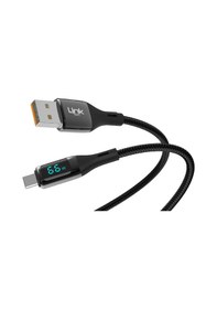 Resim LinkTech K681 Dijital Göstergeli USB - Type-C 66W Data ve Şarj Kablosu 1mt 5A 
