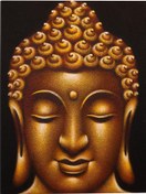 Resim Altın Tonlarında Buda Portresi El Yapımı Tuval Tablo-121 