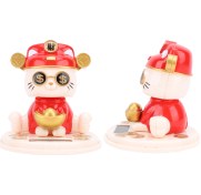 Resim Geeroyoo Güneş Enerjili Plastik Otomatik Kafa Sallayan Şans Kedi Figürü - Ev Ofis Araba Dekorasyonu - Şans Ve Bereket Getiren Renkli Dekoratif Aksesuar 