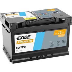 Resim Exide EA722 12V 72Ah 720A Premium Akü (Ford-Opel Alçak Tip) (Üretim Tarihi:2025) 
