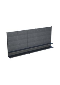 Resim Antrasit Metal 5li Birleşik 2 Katlı Market Raf Sistemi Hırdavat Rafı G450cm Yükseklik H220 Cm Siyah 