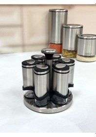 Resim Arow Basil 7 Li 115 Ml Döner Standlı Baharat Seti Inox 