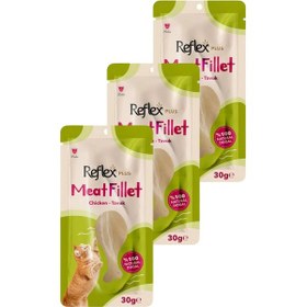 Resim Meat Fillet Yetişkin Kediler İçin Ödül Maması Tavuk 30 Gr Üçlü Paket 