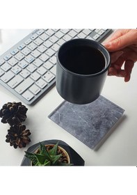 Resim Decorita Cam Bardak Altlığı Gri Mermer Görünümlü 4'lü Takım 10 x 10 CM Gri 