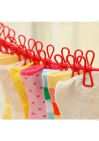 Resim Taşınabilir Pratik Mandallı Çamaşır İpi Çok Renkli 