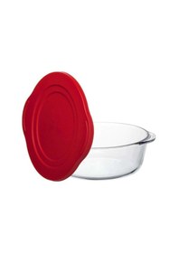 Resim Paşabahçe 59001 Kırmızı Silikon Kapaklı Büyük Borcam Tencere 2100 Cc 25x22 Cm 
