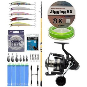 Resim Yekoutdoor Yüksek Performans Shimano Kamış Beastmaster Fx Surf Tele 4,25m 200g 6pc&savage Gear Sgs8 8000 Fd 8+1bb Olta Makinesi 1 Adet 