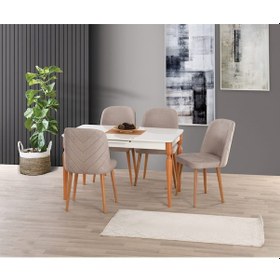 Resim Beyaz Highgloss 80 160+30 Eliz Açılabilir Masa Beyaz 