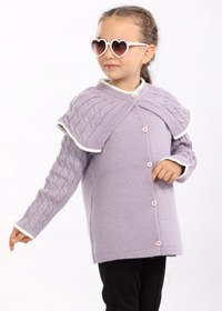 Resim Cloudy Kids Kız Çocuk Düğmeli Pelerin Yaka Triko Hırka 