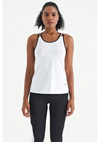 Resim Tommy Life Beyaz Çift Askılı Sırt Detaylı Standart Kalıp Kadın Spor Atlet - 97258 Beyaz 