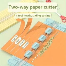 Resim Çok Satan Yeni 4'ü 1 Arada Çift Yönlü Kağıt Kesici, 4 Bıçaklı Manuel Ofis Kağıt Kesici, Ofis, Okul ve Ev Kullanımı İçin Uygun. Manuel Çalışma, Şarj Gerektirmez 