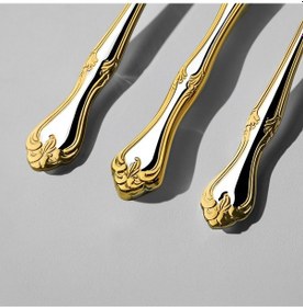 Resim Nehir Lalezar Altın Sade 12 Kişilik 89 Parça Kutulu Çatal Kaşık Bıçak Takımı 