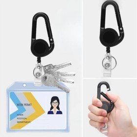 Resim Tech Butiq Teleskopik Kancalı Yoyo Kimlik Kartlığı - Uzayabilir Kartvizitlik, Geri Sarma Mekanizmalı Yaka Kartı Askısı, Anahtarlık ve Id Kart Taşıyıcı, Pratik Klipsli Mekanik Kordon 