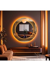Resim Trivon Amber Led'li Lazer Kumlamalı Lavabo & Banyo Aynası Dokunmatik Sensörlü 80 X 80 Turuncu 