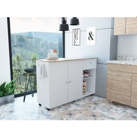 Resim Tdesigno Alya Alt Modül 120 Cm Beyaz Tezgah Dahil-tekerlekli 