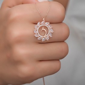 Resim 925 Ayar Gümüş Rose Zirkon Taşlı Anka Kuşu Kolye 
