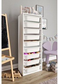 Resim %100 Mdf - Xl Mono 9 Sepetli Oyuncak Dolabı Beyaz 