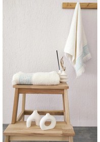 Resim 2'li Kabartma Bordürlü & Püsküllü Havlu Seti - %100 Pamuk El Havlusu - 50x85 Cm-turkuaz Turkuaz Turkuaz 