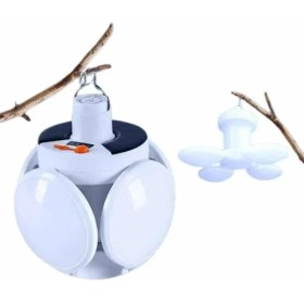 Resim Kamp Lambası Güneş Enerjili Solar 5 Kanatlı Katlanır Lamba Karavan 