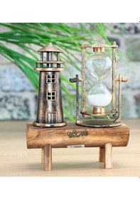 Resim Wınter House Dekoratif Ahşap Özel Tasarım Deniz Feneri Kum Saati 